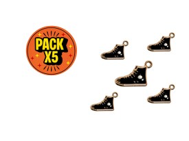 Dije Esmaltado Converse Negras Dorado x 5 unidades